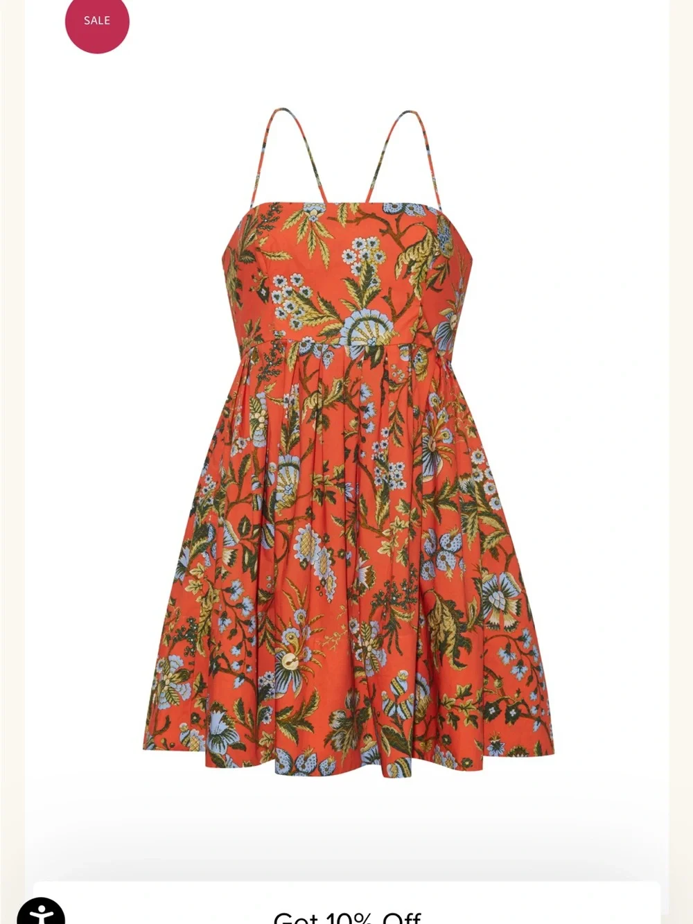 Cara Cara orange and blue Floral Spaghetti-Strap Sundress for women - Picture 4 of 5